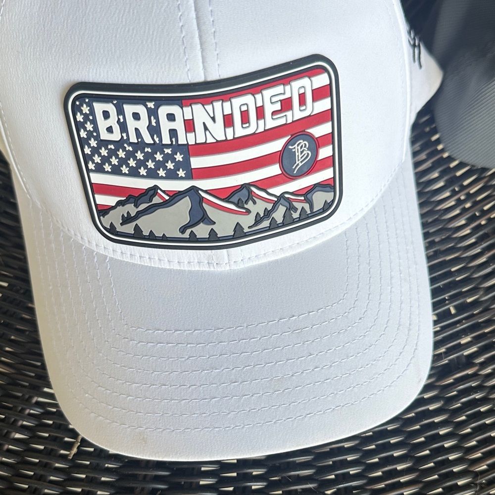 Branded White Cap with USA Patch